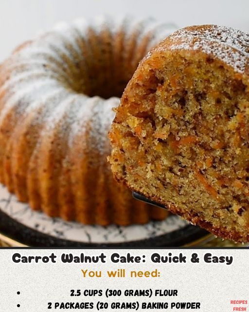 carrot walnut cake - quick and easy you will need 2 packages 650 grams baking powder