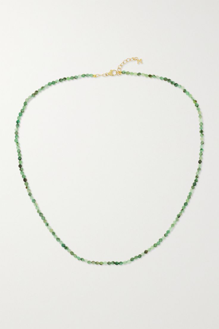 Mateo's Matthew Harris says he looks to contemporary artists such as Alexander Calder and Wassily Kandinsky for inspiration when designing his jewelry. This necklace is handmade from 14-karat gold and strung with faceted emerald beads in array of tones - the vibrant stone is thought to promote peace and harmony and bring calmness to the wearer. Round Faceted 14k Gold Necklaces, 14k Gold Faceted Necklace In Fine Jewelry Style, Fine Jewelry 14k Gold Faceted Necklaces, 14k Gold Faceted Round Necklace, Faceted 14k Gold Round Necklace, Faceted 14k Gold Necklaces, 14k Gold Round Faceted Necklace, Fine Jewelry 14k Gold Faceted Necklace, Yellow Gold Single Strand Emerald Necklace Gift