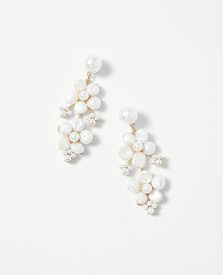 Embrace the finer things. Exquisitely designed with premium fabrics and effortless ease in mind, these timeless pieces will effortlessly elevate your style. 3 3/4" drop.,Imported:Imported,Fabrication:N/A Studio Collection Pearlized Flower Cluster Statement Earrings by Ann Taylor Size regular - One Size Ivory Women's Earrings, Jewelry, N/A Baby Shower Outfit, Flower Cluster, What To Wear To A Wedding, Cluster Earrings, Party Looks, Bridesmaid Jewelry, Casual Party, Earrings Jewelry, Timeless Pieces