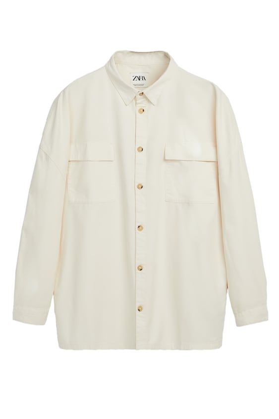 Relaxed Fit Overshirt With Lapel Collar And Long Cuffed Sleeves With Embroidered Text Detail. Patch Pockets With Flaps At Chest. Washed Effect. Front Button Closure. Button-up Cotton Jeans With Patch Pockets, Cotton Button-up Jeans With Patch Pockets, Everyday Button-up Jeans With Pockets, Casual Relaxed Fit Jeans With Buttoned Pockets, Fall Relaxed Fit Jeans With Buttoned Pockets, Casual Fall Jeans With Buttoned Pockets, Relaxed Fit Jeans With Pockets And Button-up Closure, Relaxed Fit Button-up Jeans With Pockets, Chic Button-up Jeans For Everyday