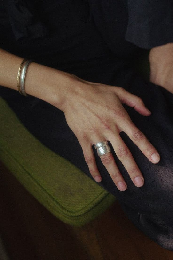 Shop this oversized 100% sterling silver statement ring from Moon Pi Jewelry. Handmade in California! Wide Silver Rings For Women, Long Silver Ring, Silver Pearl Rings, Silver Jewelry Chunky, Silver Jewellery Aesthetic, Silver Midi Rings, Thick Silver Ring, Silver Jewelry Aesthetic, Silver Band Rings