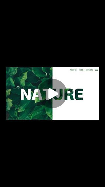 the nature website is displayed on a black background with green leaves and white text that reads nature