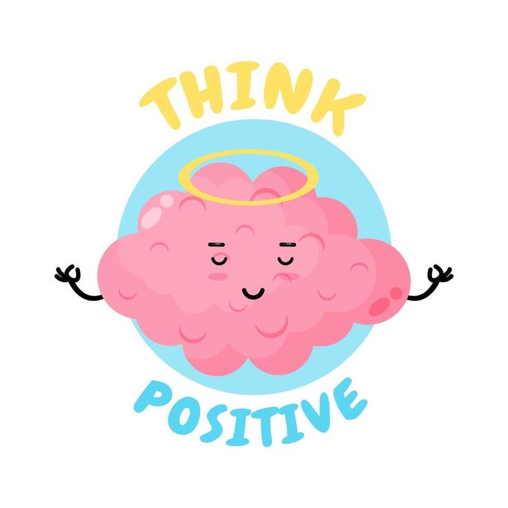 a pink cloud with an angel halo on its head that says think positive