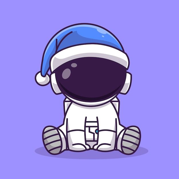 an astronaut is sitting on the ground wearing a santa hat