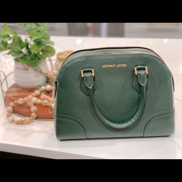 Michael Kors Hand Bag Color: Olive Green Weight: 977g Green Handheld Satchel With Gold-tone Hardware, Green Michael Kors Crossbody Bag, Green Elegant Satchel With Branded Hardware, Elegant Green Satchel With Branded Hardware, Classic Green Satchel With Branded Hardware, Chic Green Michael Kors Shoulder Bag, Michael Kors Green Satchel Bag, Michael Kors Green Travel Bag, Classic Green Bag With Gold-tone Hardware