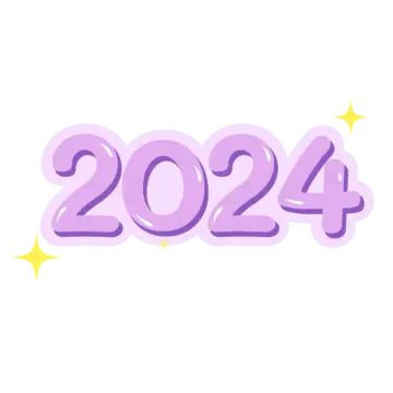 the number twenty four in purple with stars on it's side, and the word 202