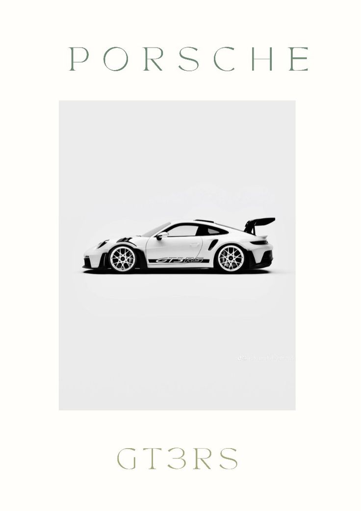 a white car with the words porsche on it