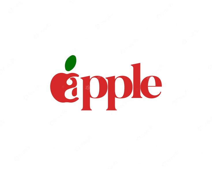 an apple logo with the word apple in red and green on it's side