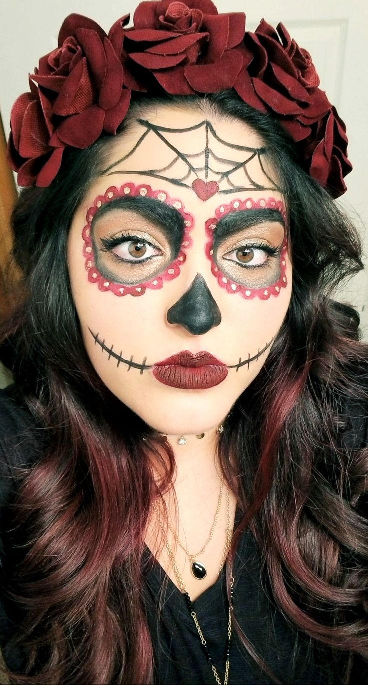 Sugar skull #DiaDeLosMuertos #DayOfTheDead Dia De Los Muertos Makeup Ideas Easy, Easy Sugar Skull Makeup Simple Kids, Sugar Skull Simple Makeup, Simple Candy Skull Makeup, Katrina Face Painting, Mexican Face Paint Simple, Day Of The Dead Makeup Easy Kids, Sugar Skull Kids Makeup, Day Of The Dead Face Paint Easy