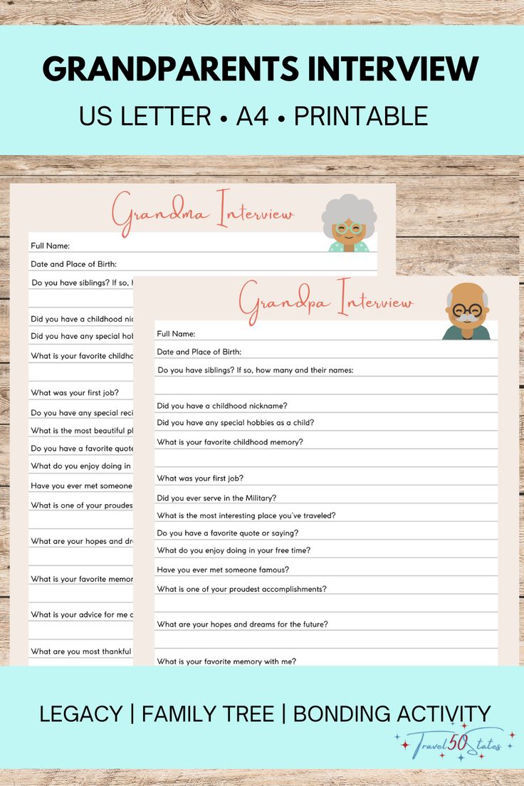 a family tree is shown with the text grandparents interview us letter 4 printable