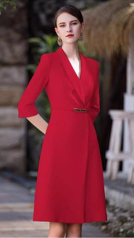 V-neck Belted Midi Dress For Office, Classic A-line Belted Dress For Formal Occasions, Elegant V-neck Belted Dress For Evening, A-line Belted Dress For Evening, Belted A-line Evening Dresses, Elegant Belted Midi Dress For Evening, Elegant V-neck Belted Dress, Chic Semi-formal Midi Dress, Elegant Belted Evening Dress