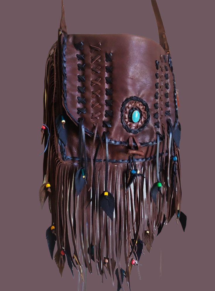 Fringed Leather Bag. Dark Brown Handmade Leather Bag. Top Cow Leather. Native American inspired for the women of today! Timeless-soft touch..the Native look compose a perfect image for both professional space an a evening or morning event in which you want to impress! Ideal for traveling..Beach..Partys..Festival. Crossbody or Shoulder Bag decorated with turquoise stone,Brown-Black Fringes and laces- gives to this Bag a unforgetable look once seeing! It has the unique look of a handmade work. Mak Hippy Party, Bohemian Style Bag, Leather Fringe Bag, Boot Bling, Beach Festival, Birthday Trip, Pouch Purse, Silver Horse, Boho Fringe