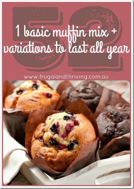 some muffins that are sitting on top of each other with the words, 1 basic muffin mix variations to last all year