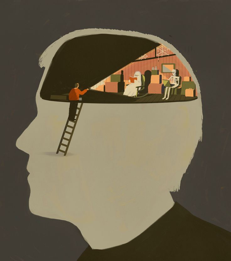 a man is standing on a ladder to reach the top of his head with people in it