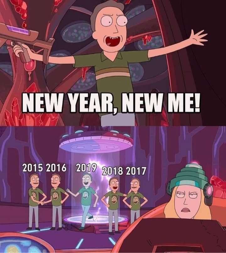 an image of a cartoon character with the caption'new year, new me '