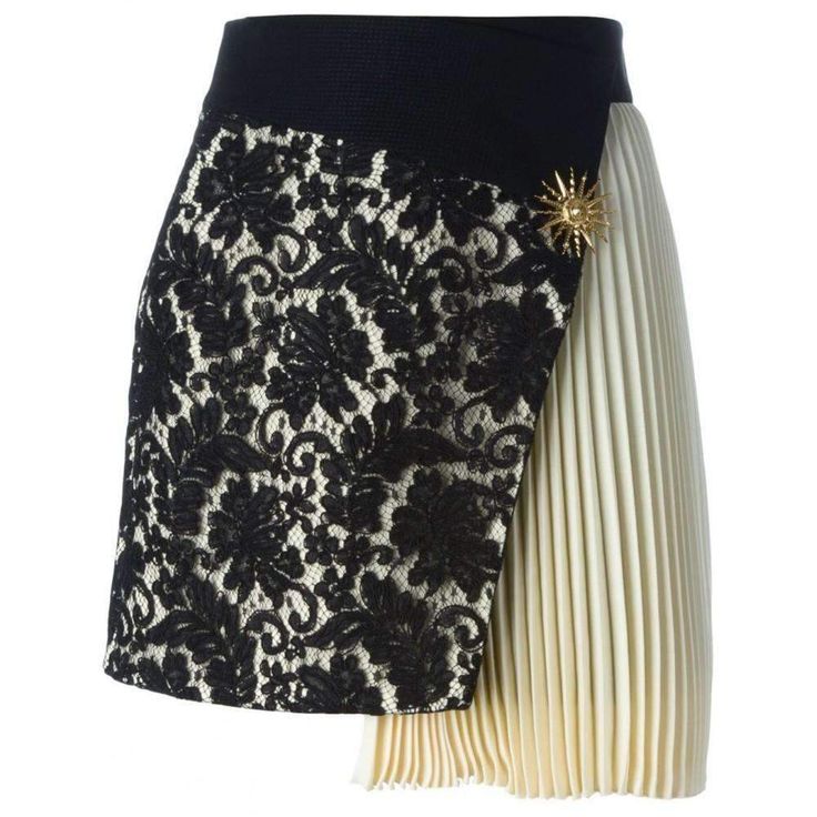 Fausto Puglisi Pleated Panel Asymmetric Lace Mini Skirt Short Lace Skirt, Skirt Asymmetrical, Rok Mini, Lace Mini Skirt, Panel Skirt, Fausto Puglisi, Rock Outfit, Paneled Skirt, Skirt Pleated