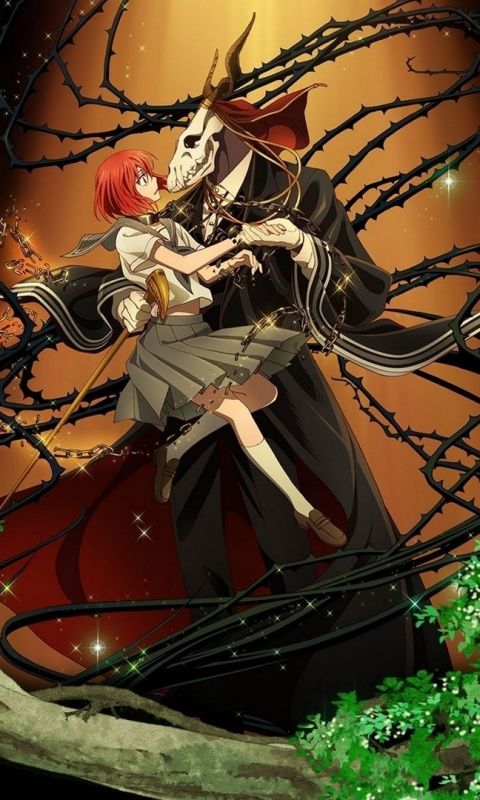 two anime characters hugging in front of a tree with leaves and branches on it, one holding