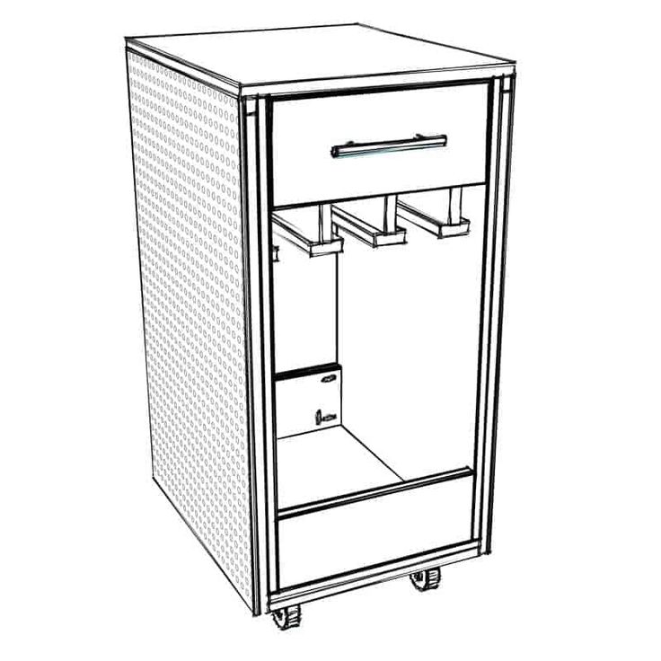 a drawing of a cabinet with two drawers