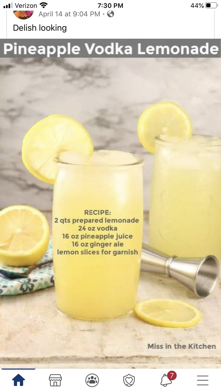 an ad for pineapple vodka lemonade on facebook