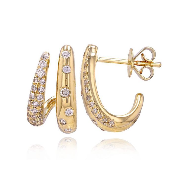 Introducing our exquisite 14k Gold  Diamond Wrap Earring - a glamorous and sophisticated piece designed to enhance your elegance and make a statement. Crafted with meticulous attention to detail, this wrap earring features diamonds set in a luxurious 14k gold setting. The diamond wrap design brings a sleek and contemporary feel to this earring, making it a versatile accessory for special occasions or to elevate your everyday style.   ✪ DETAILS * 14K Gold (Stamped 14K for Purity Authenticity) * Available in 14K Yellow, White, and Rose Gold * Weight: 1.84 Grams * Height: 11.5 mm * Genuine, conflict-free diamonds * Total Carat: 0.43 Carats * Sold as a pair ✪  PRODUCTION TIMES This product will be shipped between 2-4 days if it is currently in stock. In the case of backorder, delivery may take Dazzling Yellow Gold Diamond Earrings For Evening, 14k Gold Earrings For Everyday Luxury, Yellow Gold Sterling Silver Diamond Earrings For Evening, Evening Yellow Gold Sterling Silver Diamond Earrings, Exquisite Earrings With Pave Setting For Evening, Elegant Yellow Gold Diamond Huggie Earrings, Elegant 14k Gold Huggie Earrings For Weddings, Elegant 14k Gold Diamond Earrings With Accents, Elegant 14k Gold Bridal Earrings With Diamond Accents