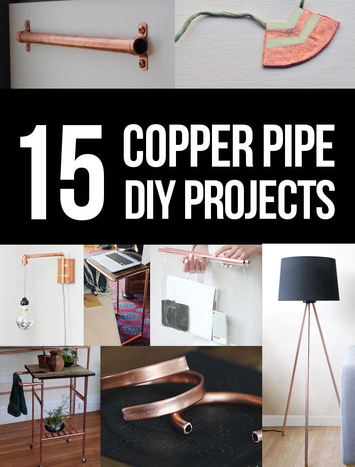 copper pipe projects are featured in this collage