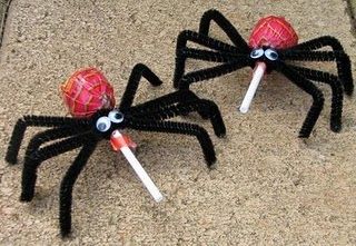 a spider made out of toilet paper and some candy