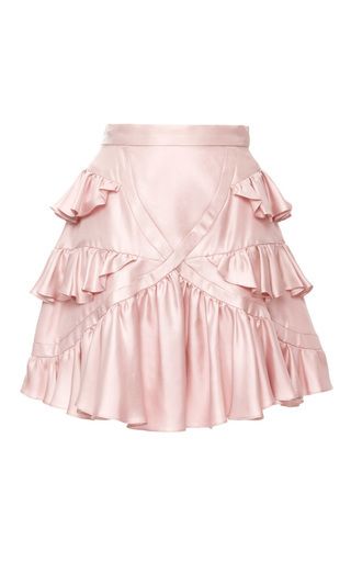 Silk Twill Ruffle Skirt by CYNTHIA ROWLEY for Preorder on Moda Operandi Pink Pirate Skirt, Victorian Core, Skirt Frill, Pink Ruffle Skirt, Light Pink Skirt, Frilled Skirt, Flouncy Skirt, Layered Ruffle Skirt, Frilly Skirt