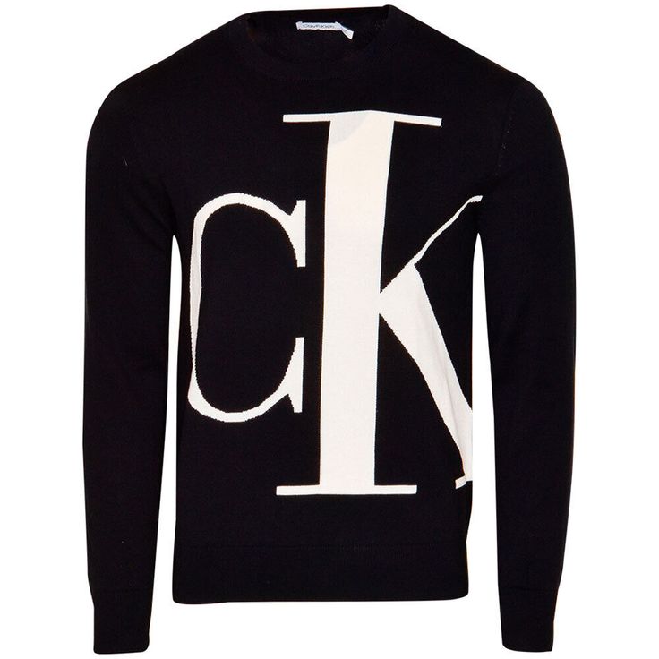 Ck Logo, Calvin Klein Men, A To Z, Sweater Black, Collar And Cuff, Men's Sweater, Black Long Sleeve, Long Sleeve Pullover, Black Sweaters