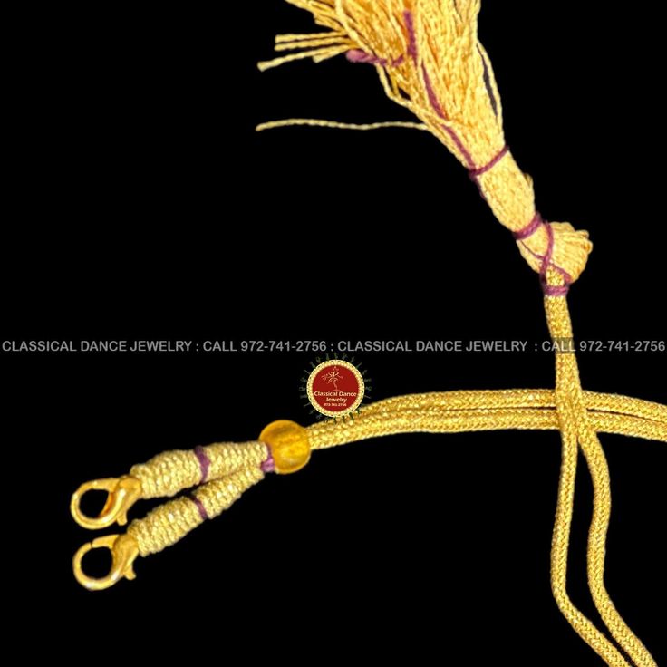 Design by Classical Dance Jewelry® ❥ Plain Golden necklace cord | GOLD COLOR Dori | Tassel for Necklaces Thread is used for Bharatnatyam, Kuchipudi, and Kathak Dance performances for Hair Decoration in Dance, Weddings, and Events ❥ Used this dori - Tassel to attach it to any Necklace, haram, or neckpiece ❥ 100 % cotton ❥ Handmade adjustable Indian Cords With Tassels. ❥ Golden necklace cord ❥❥❥ Material: Cotton ❥❥❥❥ Size in inches ❥ Length of the Dori is adjustable up to: 11-13 inches ❥❥❥ Order i Traditional Yellow Temple Necklace For Diwali, Ceremonial Gold Mala For Diwali, Gold Mala For Ceremonial Diwali, Gold Mala For Diwali Ceremonial, Gold Mala With Latkans For Puja, Traditional Gold Dori Work Jewelry, Traditional Gold Jewelry With Dori Work, Traditional Mala With Latkans For Puja, Adjustable Traditional Temple Necklace