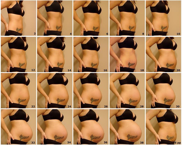 a series of photos showing the stages of a pregnant woman's tummy