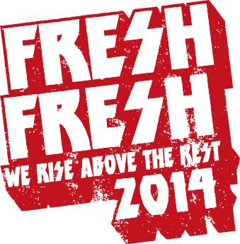 fresh fresh we rise above the rest of 2014 logo with grungy red text