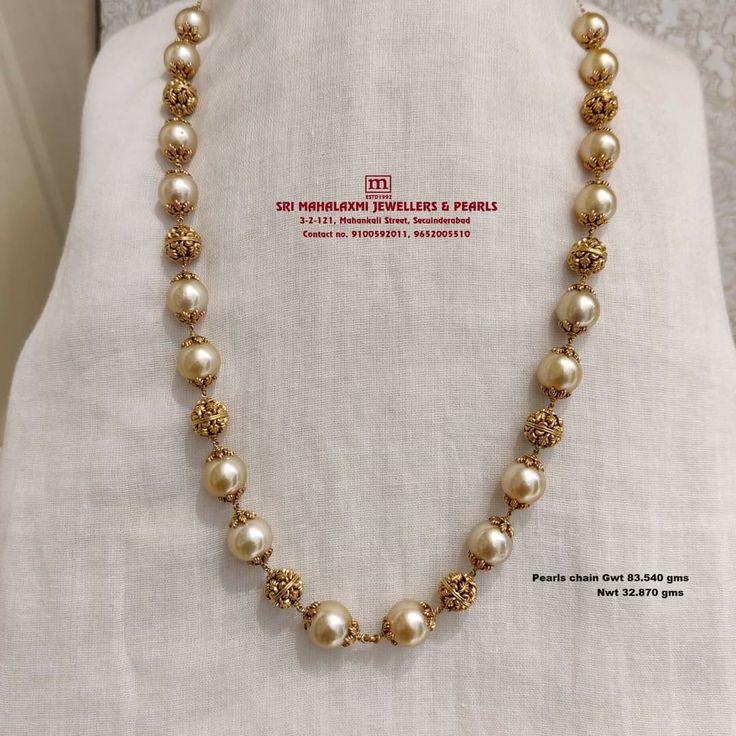 Nakshi Balls Chain, Pearl And Gold Beads Chain, Pearl Chain Gold Indian, Pearls Chains Gold, Mutyalu Chains, South Sea Pearls Indian Jewellery, Nakshi Gold Necklace, Kids Chains Gold Indian, Gold Balls Chain Indian