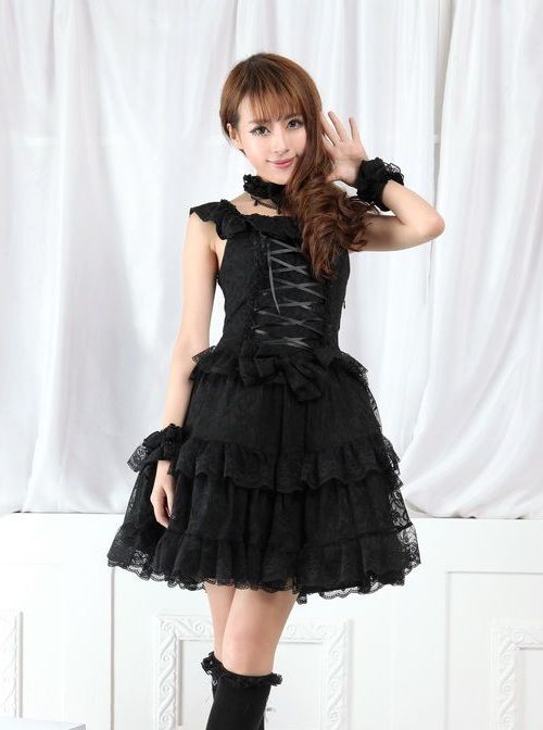 Red And Black Lace Gothic Lolita Sleeveless Dress Black Shorts Dress, Red And Black Dresses, Shorts Dress, Elegant Gothic, Black Short Dress, Lolita Dress, Gothic Lolita, Black Dresses, Black Shorts