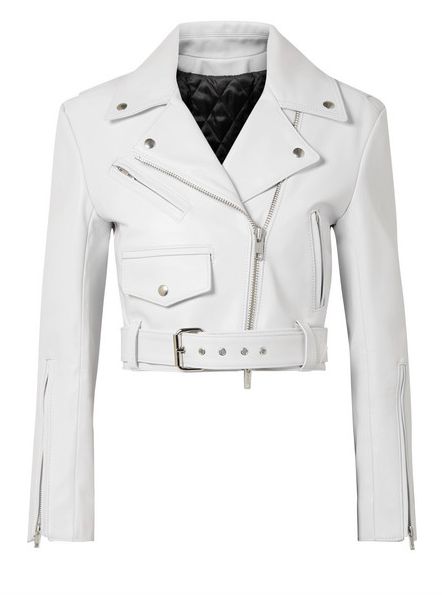 White Cropped Jacket, Cropped Biker Jacket, Cropped Moto Jacket, White Leather Jacket, Calvin Klein 205w39nyc, Biker Jackets, Party Kleidung, Cropped Leather Jacket, Real Leather Jacket