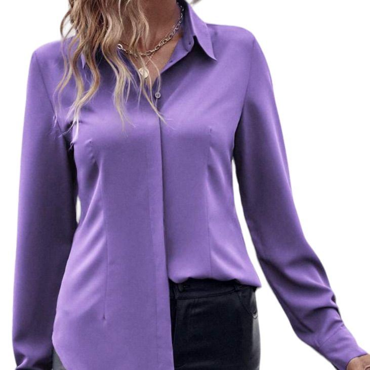 New Purple Button Down Long Sleeve Top Blouse Armpit To Armpit 19.9 “ S,4, M,6 Length 27.2”. Armpit To Armpit 21” L,8, 10 Length 27.8” 100% Polyester Fall Winter Spring Summer Luxury Ladies Women’s Wear Winter All Season Shirts & Blouses Jersey Tops Party Day Going Out Shirts White Accessories Dress Style Cocktail Sleeves Cardigan Pair With Sweater Preppy Sexy Hot Boho Trendy Vogue Posh Sassy Girly Date Night Elegant Dressy Fashionable Chic Tomboy Simple Bold Fun Classy Office Classy Wedding Par Purple Long Sleeve Top For Business Casual, Purple Long Sleeve Business Casual Top, Purple Fitted Button-up Blouse, Solid Blouse With Back Button Closure, Purple Long Sleeve Blouse For Work, Chic Purple Shirt For Office, Chic Purple Office Tops, Office Blouse With Back Button Closure, Purple Button-up Top For Business Casual