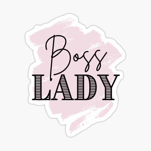 a sticker that says boss lady in black and pink ink on a white background