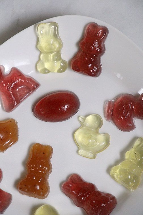 jelly bears are arranged on a white plate