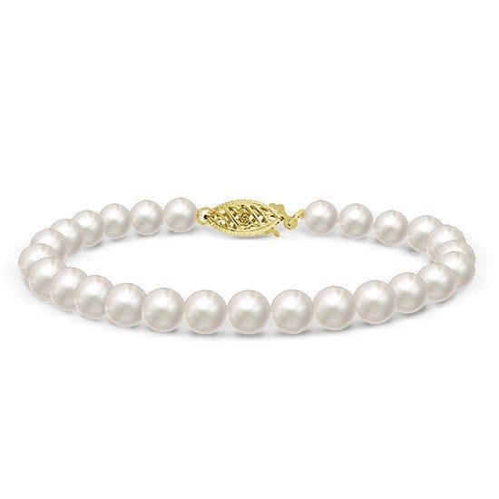 This sweet and dainty white Akoya pearl bracelet features smaller 6.0-6.5mm, AAA quality pearls. The pearls have been chosen for their perfectly round shapes, unblemished surfaces and pastel overtones of rose, silver or cream. Pearls are knotted on white silk and finished with a 14k gold clasp. Formal Pearl White Pearl Bracelet With Pearl Chain, Formal Pearl White Bracelet With Pearl Chain, Formal Pearl White Pearl Chain Bracelet, Formal Pearl Bracelet With Pearl Charm, Formal Pearl White Beaded Bracelets With Pearl Chain, Pearl Bracelet With Pearl Charm For Formal Occasions, Formal Single Strand Pearl Bracelet With Round Beads, Timeless White Gold Pearl Bracelet For Anniversary, Formal Single Strand Pearl Bracelet