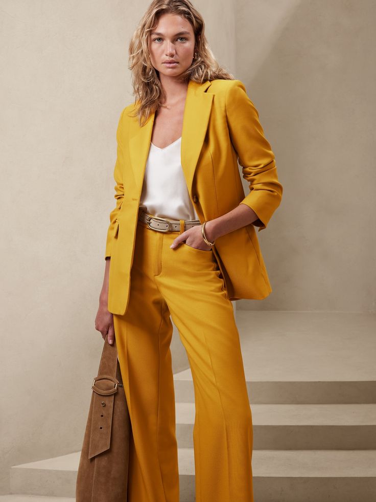 Delight in the ritual of getting dressed with this sharply tailored blazer, designed with princess seams and darts to define the waist.  Cut for an at-ease fit, it's crafted from a timeless all-season wool fabric from Italian mill Marzotto.  SCULPTED Fall Season Formal Single-breasted Pantsuit, Timeless Formal Fall Pantsuit, Fall Formal Single-breasted Pantsuit, Formal Single-breasted Fall Pantsuit, Formal Fall Single-breasted Pantsuit, Fall Formal Single Button Pantsuit, Classic Fall Pantsuit With Notch Lapel, Timeless Fall Semi-formal Pantsuit, Classic Tailored Fall Pantsuit