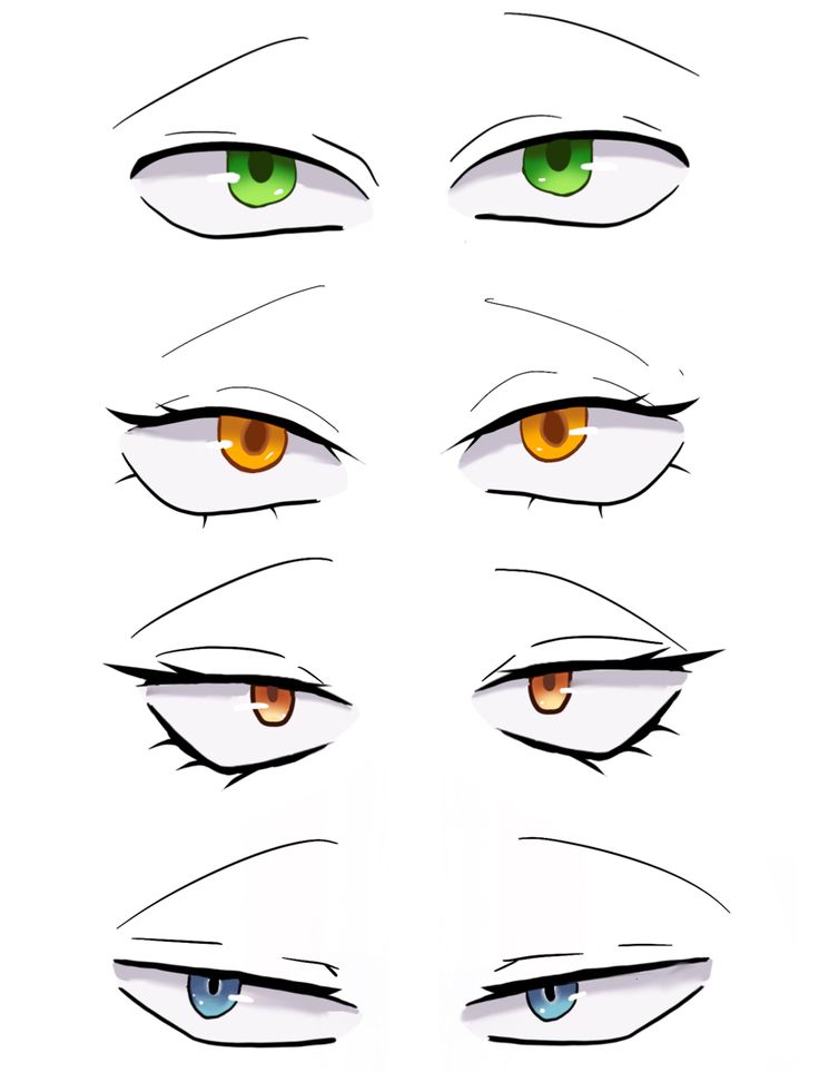 an anime character's eyes with different colors