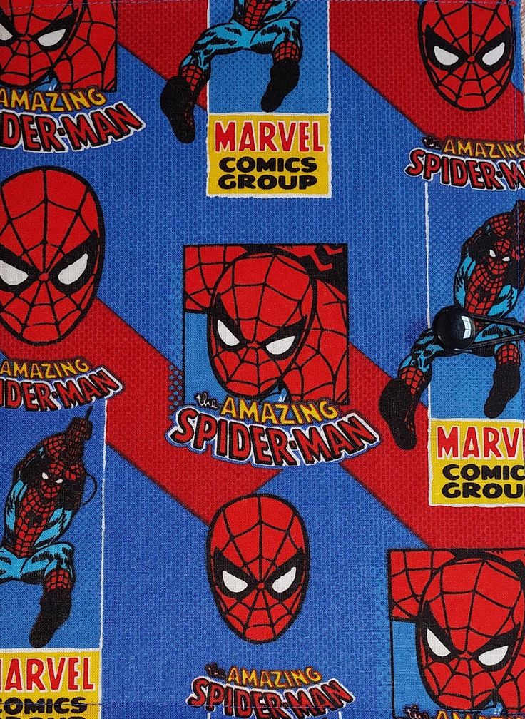 the spiderman pattern is on this blue background