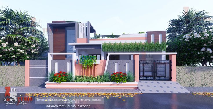 this is an artist's rendering of a house with plants growing on the roof