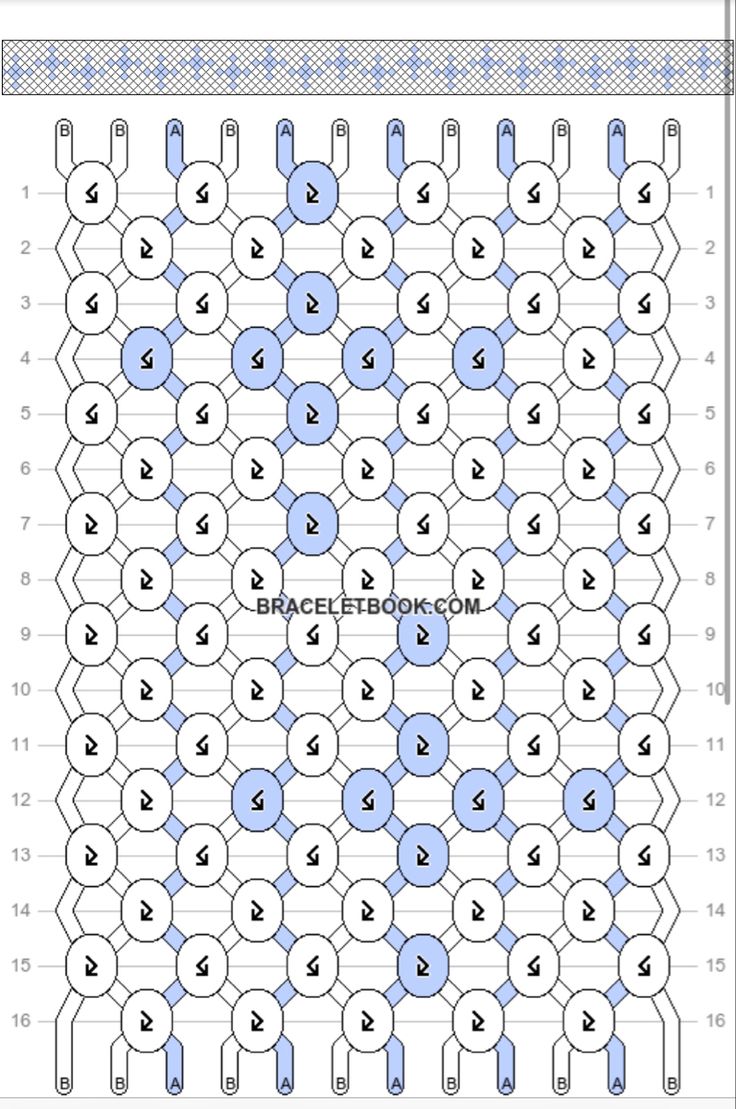 the pattern is shown in blue and white, with numbers arranged on each one side