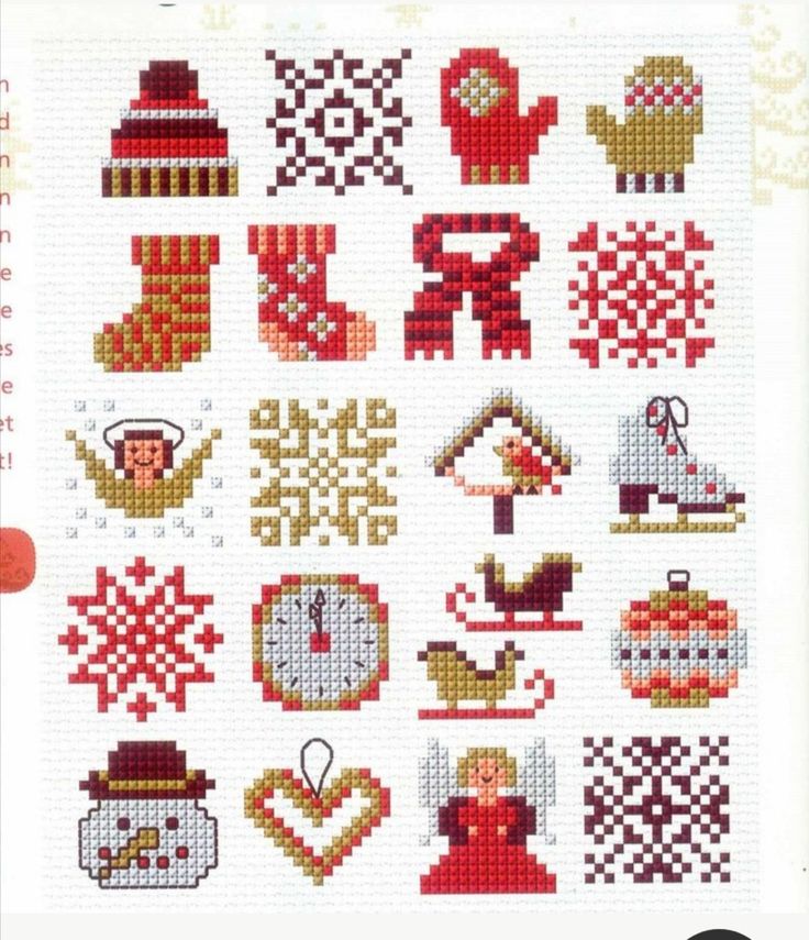 the cross stitch pattern is designed to look like it has many different things on it