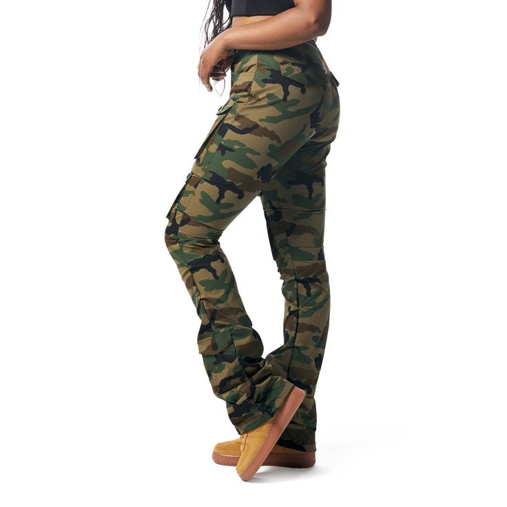 Details Fit: Nova High Rise, Stacked Nylon Stretchy Fabric Matte Black Brand Logo Buttons Bottom Hem Stoppers Multiple Utility Pockets Color: Wood Camo Material: 98% Polyester / 2% Elastane Style: EP23980EC Markdown items are only eligible for exchanges. Fitted Camouflage Military Pants, Fitted Camouflage Bottoms With Cargo Pockets, Fitted Camouflage Pants With Cargo Pockets, Fitted Camouflage Cargo Pants With Straight Leg, Fitted Combat Bottoms With Cargo Pockets, Fitted Camouflage Cargo Trousers, Fitted Camouflage Pants For Fall, Fitted High Waist Camouflage Cargo Pants, Fitted Camouflage Trousers