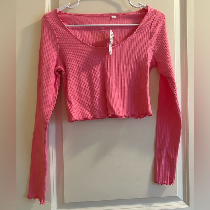 Pacsun Basics Ribbed Long Sleeve Top Color: Hot Pink Size: Small Condition: Brand New With Tags Super Cute And Comfy Just Never Wore It For Some Reason Lol Hot Pink Top, Ribbed Long Sleeve Top, Hot Pink Tops, Pacsun Tops, Pink Top, Pink Tops, Pacsun, Long Sleeve Top, Hot Pink