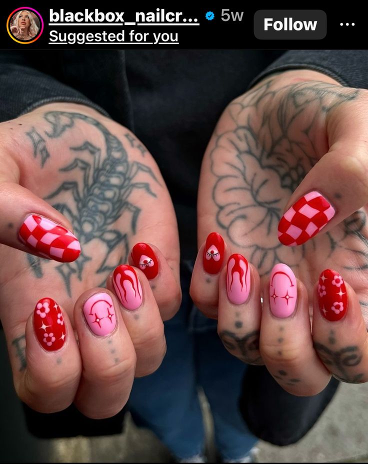 Short Alt Nails, Alt Nails, Short Nails, Nail Inspo, Nails, Red