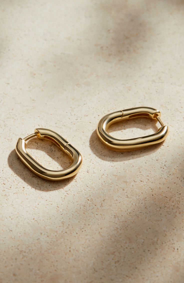 Make a statement of minimalism with these dainty hoop earrings. Mix and match your metals or have a show-stopping moment. Sterling silver hoops dipped in 14k gold Lightweight, hypoallergenic & versatile Contemporary design Width: 12.9mm - 0.5" Depth: 2.6mm - 0.1" Weight: 1.6g Hoop Diameter: 12.8mm - 0.5" Post: 14K Gold On Sterling Silver Hinge Clasp Crafted In China Dainty Hoop Earrings, Jewelry Accessories Ideas, Accessories Ideas, Missing Piece, Earring Crafts, The Missing, Sterling Silver Hoops, Recycled Sterling Silver, Gold Hoops