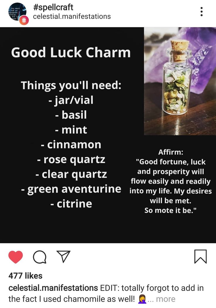 an instagramt with the caption good luck charm and other words on it