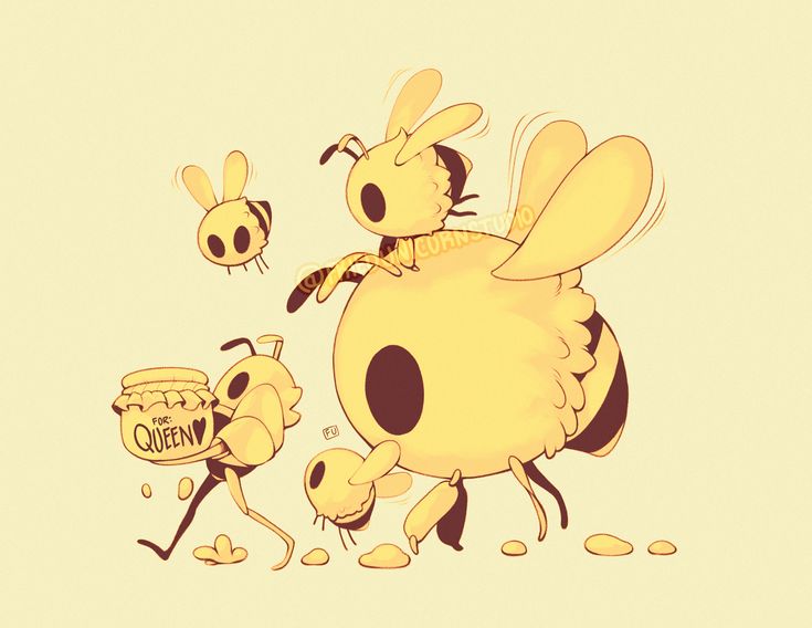 three cartoon bees are playing with each other